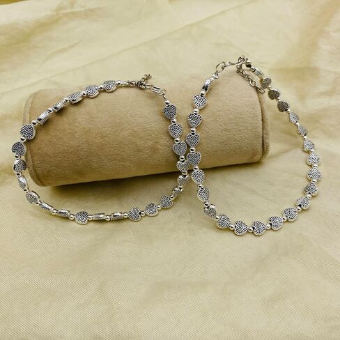 ANDYWARS FASHION Ethnic Pearl Oxidized Silver Anklets for Women and Girls, Pearl Payal, Ankel, Affordable Anklets, Body Jewelry, Trending Anklets, Indian Jewelry Anklets in Saudi Arabia