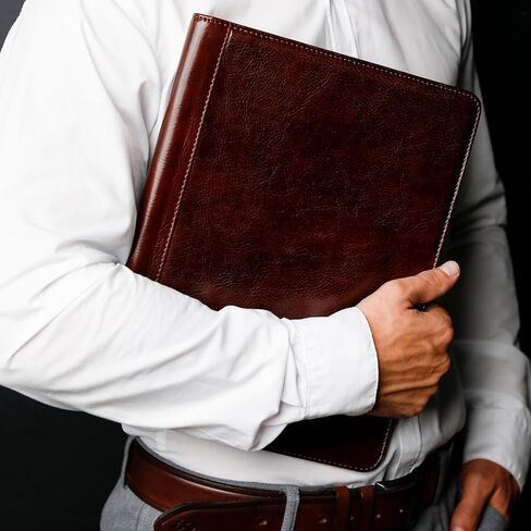 Time Resistance Leather Portfolio – Tablet size Leather Document Case – Small Briefcase Made in Italy in Saudi Arabia