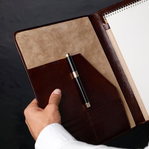 Time Resistance Leather Portfolio – Tablet size Leather Document Case – Small Briefcase Made in Italy in Saudi Arabia