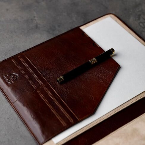 Time Resistance Leather Portfolio – Tablet size Leather Document Case – Small Briefcase Made in Italy in Saudi Arabia