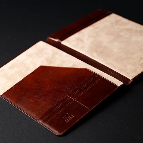 Time Resistance Leather Portfolio – Tablet size Leather Document Case – Small Briefcase Made in Italy in Saudi Arabia