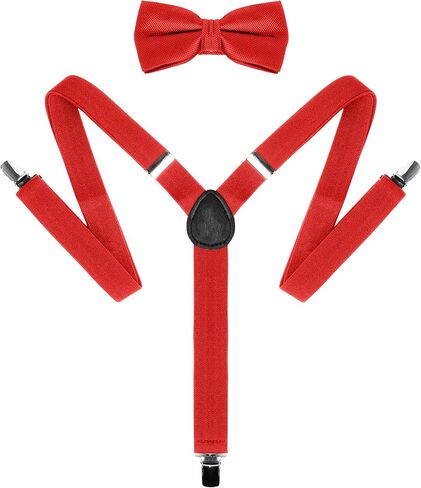 Umo Lorenzo Kids Suspender and Bowtie Sets - Adjustable Y Shape Suspenders for Boys Ages 4-12 in Saudi Arabia