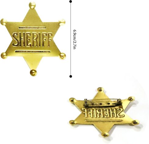 Sheriff Badges Deputy Children's Sheriff Badge Brooch Western Toy Sheriff Badge Brooch for Adults Boys Girls Party Costume Play Props D1-LJXHZ in Saudi Arabia