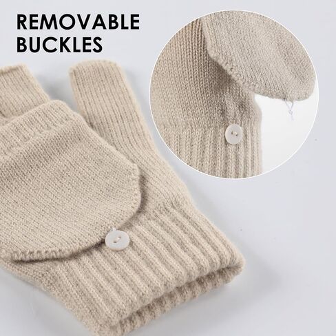Achiou Winter Fingerless Gloves for Men Women, Convertible Warm Half Finger Mitten Gloves Flip Top, Knitted Clamshell Gloves in Saudi Arabia
