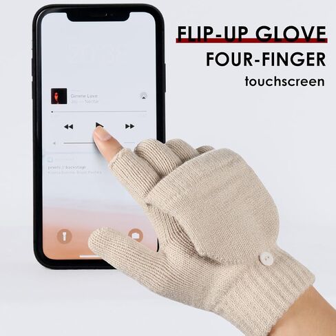 Achiou Winter Fingerless Gloves for Men Women, Convertible Warm Half Finger Mitten Gloves Flip Top, Knitted Clamshell Gloves in Saudi Arabia