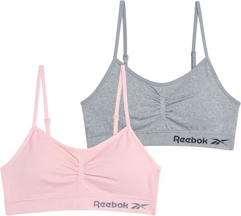 Reebok Girls' Training Bras - 2 Pack Racerback Crop Cami Bralette with Removable Pads - Soft Seamless Bra for Girls (6-16) in Saudi Arabia