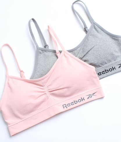 Reebok Girls' Training Bras - 2 Pack Racerback Crop Cami Bralette with Removable Pads - Soft Seamless Bra for Girls (6-16) in Saudi Arabia