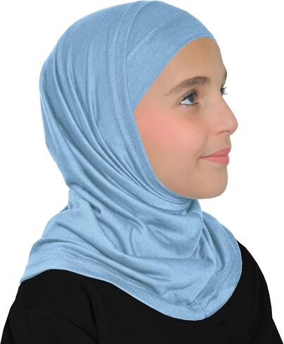 Girls Cotton Amira Hijab 2 piece Headscarf Easy Pull On Hood & Tube Cap in Saudi Arabia