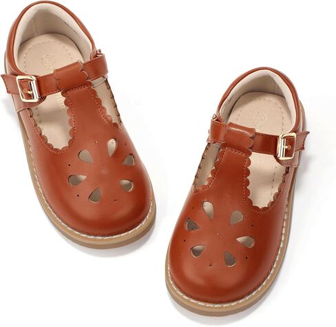 Hehainom Girls Mary Jane Shoes T-Strap Dress Ballet Flats Toddler Girls Wedding Party Uniform School Shoes in Saudi Arabia