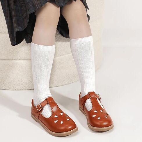 Hehainom Girls Mary Jane Shoes T-Strap Dress Ballet Flats Toddler Girls Wedding Party Uniform School Shoes in Saudi Arabia