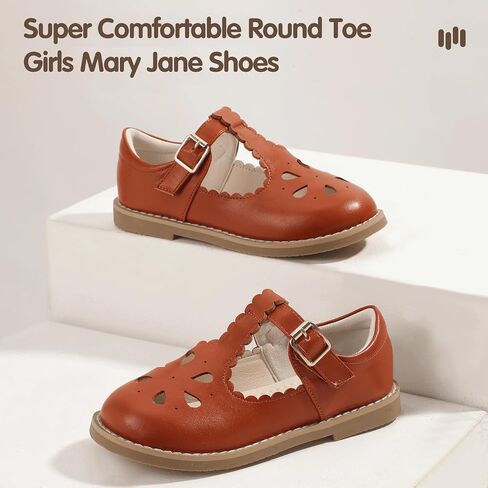 Hehainom Girls Mary Jane Shoes T-Strap Dress Ballet Flats Toddler Girls Wedding Party Uniform School Shoes in Saudi Arabia