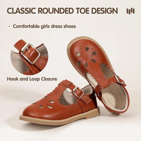 Hehainom Girls Mary Jane Shoes T-Strap Dress Ballet Flats Toddler Girls Wedding Party Uniform School Shoes in Saudi Arabia