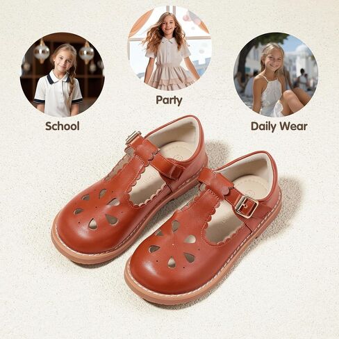 Hehainom Girls Mary Jane Shoes T-Strap Dress Ballet Flats Toddler Girls Wedding Party Uniform School Shoes in Saudi Arabia