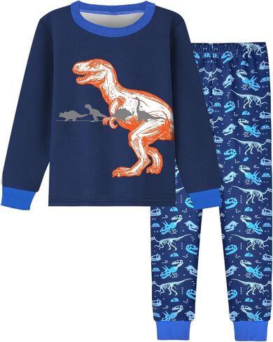 Fiodrimy Boys Pajamas 2 Pieces Pajama Set for Boy Dinosuar Long Set Sleepwear Soft & Cute for Kids 3-8 Years in Saudi Arabia