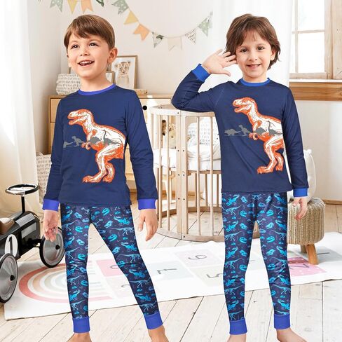 Fiodrimy Boys Pajamas 2 Pieces Pajama Set for Boy Dinosuar Long Set Sleepwear Soft & Cute for Kids 3-8 Years in Saudi Arabia