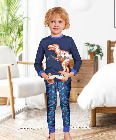 Fiodrimy Boys Pajamas 2 Pieces Pajama Set for Boy Dinosuar Long Set Sleepwear Soft & Cute for Kids 3-8 Years in Saudi Arabia