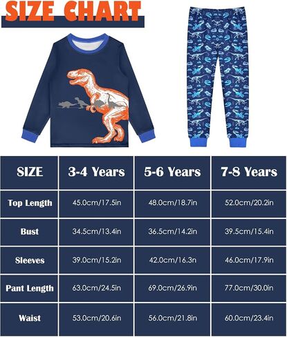 Fiodrimy Boys Pajamas 2 Pieces Pajama Set for Boy Dinosuar Long Set Sleepwear Soft & Cute for Kids 3-8 Years in Saudi Arabia