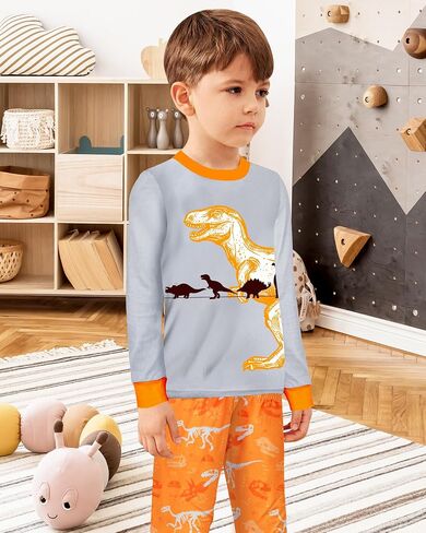 2 Piece Boys Pajamas Kids Long Sleeve Top and Pants Pajamas Pjs Sleepwear Set for Toddler Little Boys 3-10 Years in Saudi Arabia