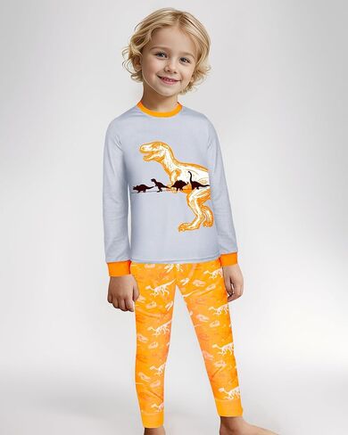 2 Piece Boys Pajamas Kids Long Sleeve Top and Pants Pajamas Pjs Sleepwear Set for Toddler Little Boys 3-10 Years in Saudi Arabia