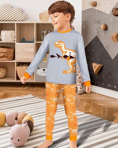 2 Piece Boys Pajamas Kids Long Sleeve Top and Pants Pajamas Pjs Sleepwear Set for Toddler Little Boys 3-10 Years in Saudi Arabia