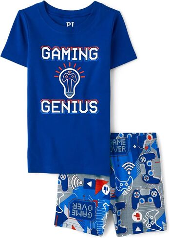 The Children's Place Boys' Sleeve Top and Shorts Snug Fit 100% Cotton 2 Piece Pajama Set in Saudi Arabia