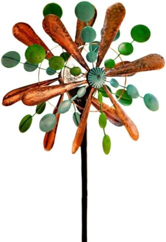 Solar Wind Spinner Aviator3 75in Multi-Color Seasonal LED Lighting Solar Powered Glass Ball with Kinetic Wind Spinner Dual Direction for Patio Lawn & Garden, Easy to Assemble and LED Color Changing in Saudi Arabia