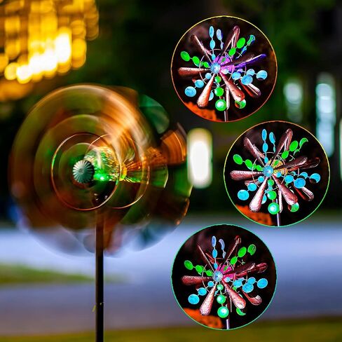 Solar Wind Spinner Aviator3 75in Multi-Color Seasonal LED Lighting Solar Powered Glass Ball with Kinetic Wind Spinner Dual Direction for Patio Lawn & Garden, Easy to Assemble and LED Color Changing in Saudi Arabia