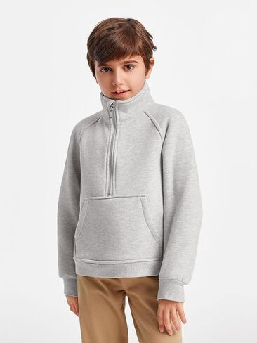 Haloumoning Boys Thumb Hole Sweatshirts Half Zipper Long Sleeve Fleece Pullover with Pockets 5-14 Years in Saudi Arabia