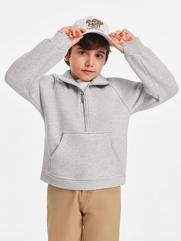 Haloumoning Boys Thumb Hole Sweatshirts Half Zipper Long Sleeve Fleece Pullover with Pockets 5-14 Years in Saudi Arabia