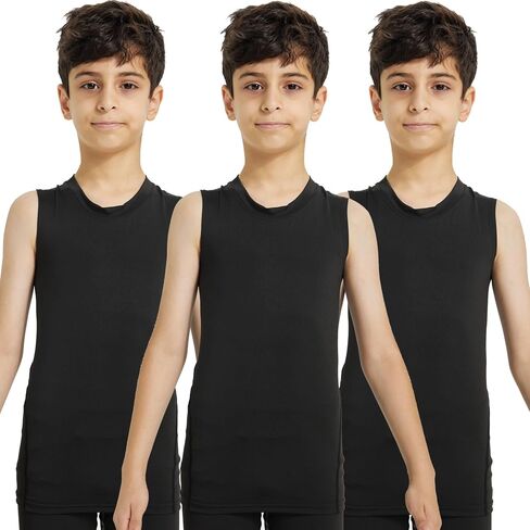الأولاد ضغط تانك القمم رياضي بلا أكمام قميص الشباب سريعة الجافة قميص داخلي تجريب Baselayer كرة القدم تي شيرت in Kuwait