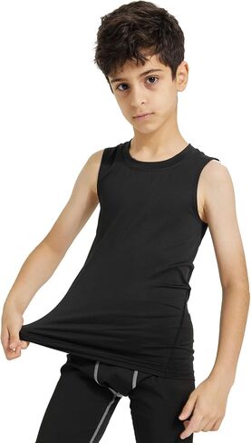 الأولاد ضغط تانك القمم رياضي بلا أكمام قميص الشباب سريعة الجافة قميص داخلي تجريب Baselayer كرة القدم تي شيرت in Kuwait