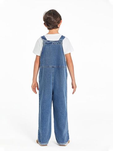 Haloumoning Boys Overalls Denim Cute Adjustable Straps Bib Overalls Kids Loose Fit Jean Jumpsuits 5-14 Years in Saudi Arabia
