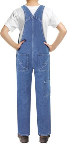 HISEA Boys' Denim Bib Overalls Size 8-16, Boys Youth Relaxed Fit Overall with Adjustable Straps and Convenient Tool Pockets in Saudi Arabia