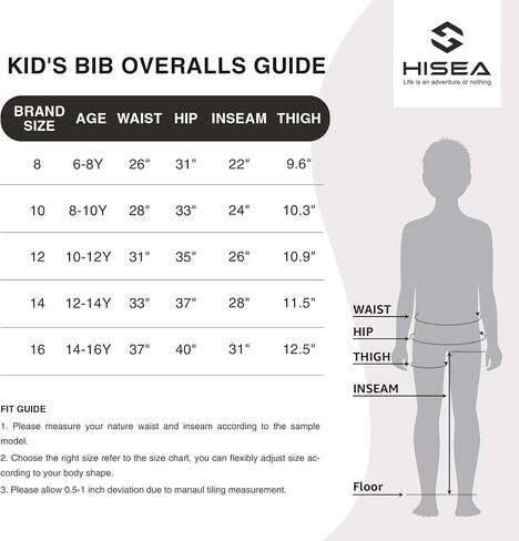 HISEA Boys' Denim Bib Overalls Size 8-16, Boys Youth Relaxed Fit Overall with Adjustable Straps and Convenient Tool Pockets in Saudi Arabia
