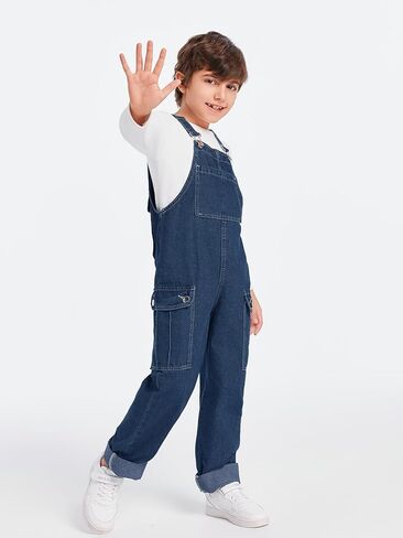 Haloumoning Boys Fashion Denim Overalls with Flap Pockets 5-14 Years in Saudi Arabia