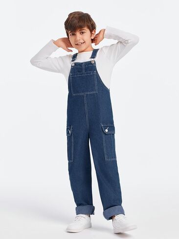 Haloumoning Boys Fashion Denim Overalls with Flap Pockets 5-14 Years in Saudi Arabia