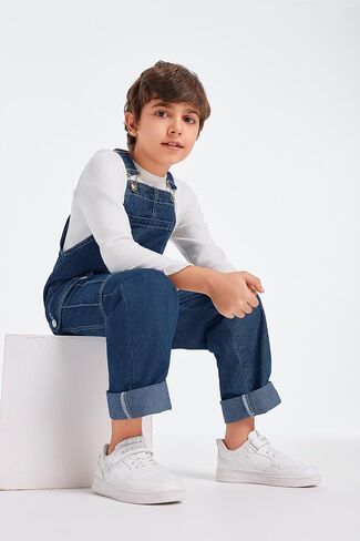 Haloumoning Boys Fashion Denim Overalls with Flap Pockets 5-14 Years in Saudi Arabia
