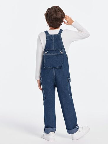 Haloumoning Boys Fashion Denim Overalls with Flap Pockets 5-14 Years in Saudi Arabia