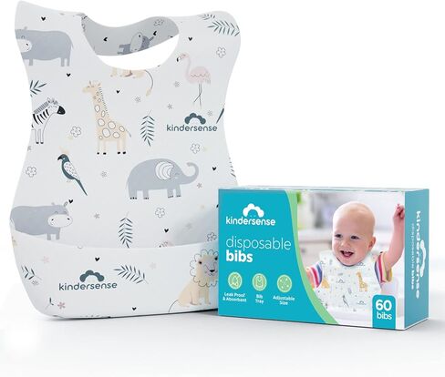 KinderSense® Disposable Baby Bibs for Feeding/Drooling – Travel Bibs for Baby | Absorbent + Leakproof Disposable Bibs Baby in Saudi Arabia