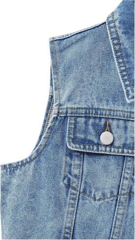 SweatyRocks Girl's Denim Vest Button Down Sleeveless Jean Jacket Outerwear with Pockets in Saudi Arabia
