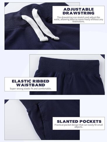3 Pack Toddler Boys Cotton Shorts Little Boys Athletic Shorts Drawstring Pull-on Shorts with Pockets for Boys Active in Saudi Arabia