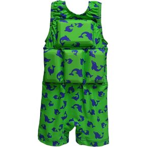 My Pool Pal Boys' Flotation Swimsuit, Green/Blue Dolphin, Medium