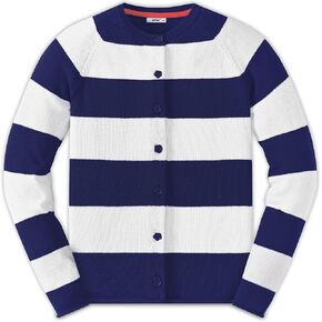 JSTEX Girls Cute Cardigan 100% Cotton Knit Kids Cardigan Long Sleeve Crew Neck Button Sweaters for Girl Size 4-14