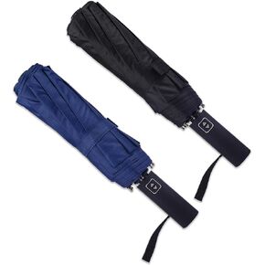 2 Packs Double 10-Rib Compact Travel Umbrella for Rain and Sun - Small Automatic Folding Umbrella - Sturdy Portable Windproof Umbrella for Car Home Suitcase and Backpack