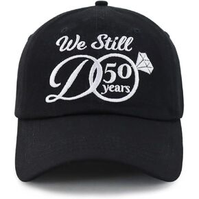 قبعة Kpainath We Still Do 50 Years Hat، قبعة بيسبول مطرزة بالقطن المغسول قابلة للتعديل لحفل الزفاف الخمسين