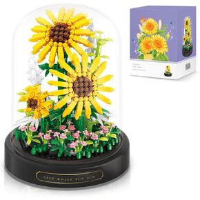 Mini Sunflower Building Blocks, Flower Bouquet Building Kit, Artificial Flower Collection, Valentine's Day for Women, 545 Pieces