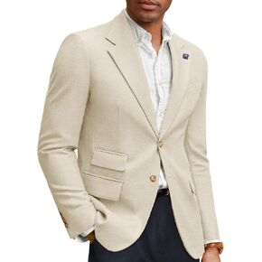 PJ PAUL JONES Men's Sport Coats and Blazers Linen Cotton Blazer Regular Fit 2 Buttons Suit Jacket with Removable Brooch