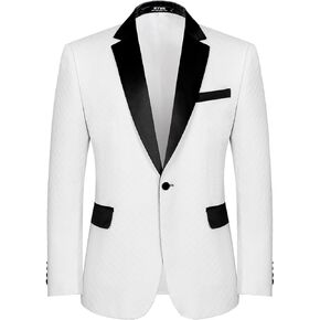 Men's White Prom Blazer One Button Slim Fit Jacket Sport Coat Tuxedo for Wedding Prom Party