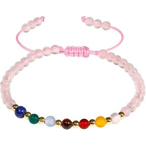 Jewever 7 Chakra Bracelets for Women Real Stone Lucky Rope Crystal Bead Bracelet Crystals and Healing Stones Jewelry Birthday Gifts (Black Obsidian)