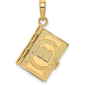 Avariah Solid 14K Yellow Gold 3D Ten Commandments Bible Pendant - 25mm